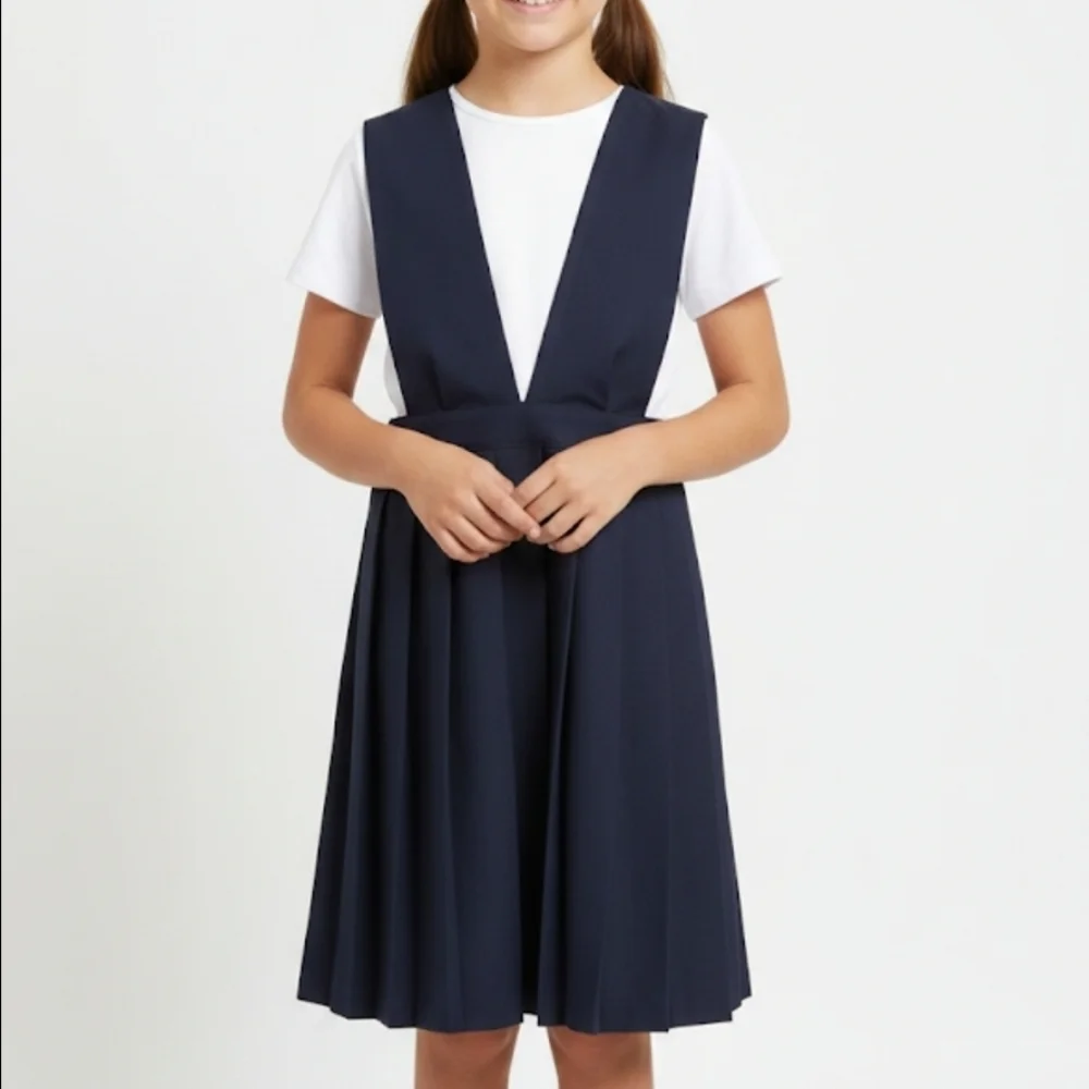 French Toast Little Girls V-Neck Pleated Jumper Navy Size 16‎